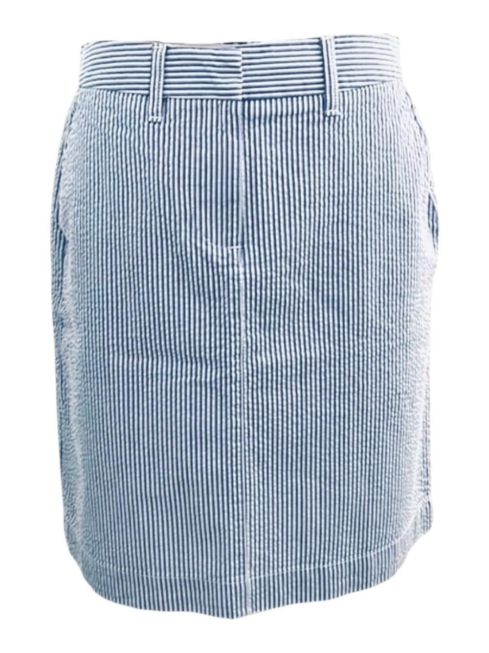 L.L. Bean Women’s Size 12-Reg Seersucker Blue & White Strip Skirt